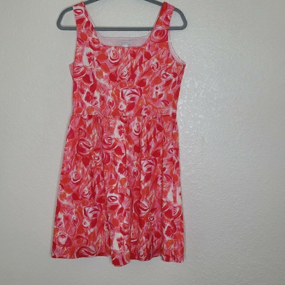 Garnet Hill Red & Pink Spring Floral Cotton Fit & Flare Dress Size 10 Petite - Picture 12 of 12